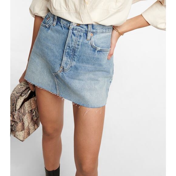 NWT RE/DONE 90s Mini Skirt Faded Blues size 29 Denim 100%...